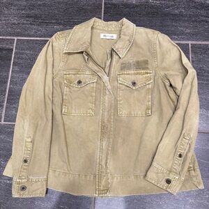 Madewell Jacket Womens XXS Army Surplus Swing Inverted Pleat Cropped Twill J0475